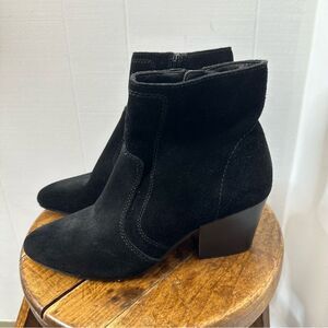 Chelsea & Violet Solid Black Size 6.5 Suede Ankle Booties with Block Heel Jane